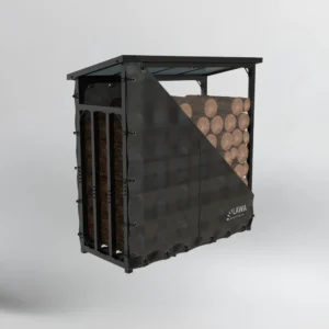 Kaminholzregal außen mit Dach und Plane – verzinkt, schwarz, 188 × 70 × 188 cm